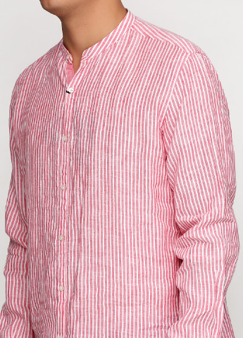 Светло-красная кэжуал рубашка в полоску Massimo Dutti с длинным рукавом