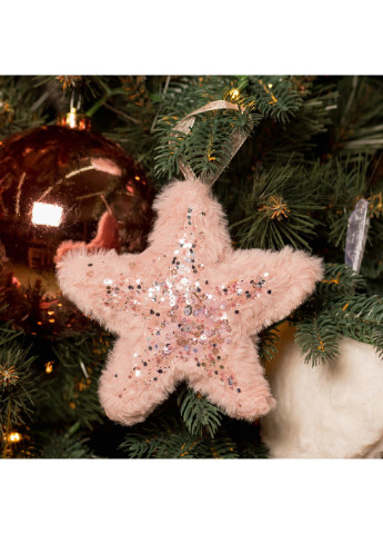 Елочная игрушка звезда пушистая розовая с декором, 16*16 см (973538) YES! Fun (254593198)