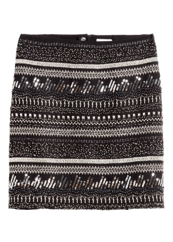 Черная кэжуал с рисунком юбка H&M карандаш