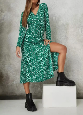 Зелена кежуал плаття, сукня Missguided леопардовий