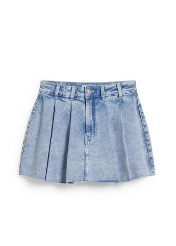 Голубая кэжуал, джинсовая однотонная юбка C&A клешированная