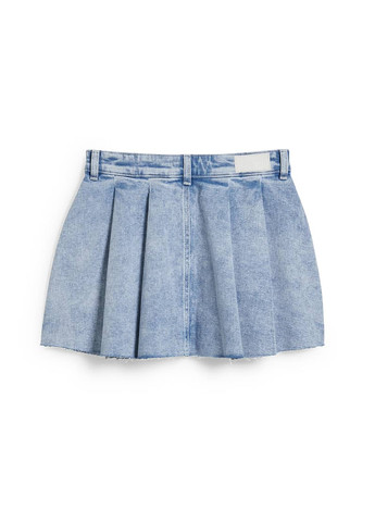 Голубая кэжуал, джинсовая однотонная юбка C&A клешированная