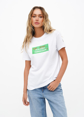 Белая летняя женская футболка Kasta x ЄП