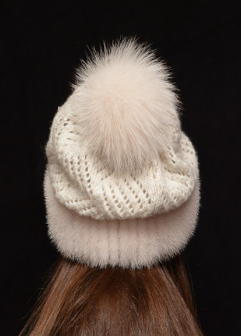 Жіноча зимова норкова шапка з бубоном Меховой Стиль ажур (199007423)