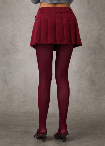 Бордовая кэжуал меланж юбка SHEIN а-силуэта (трапеция), плиссе