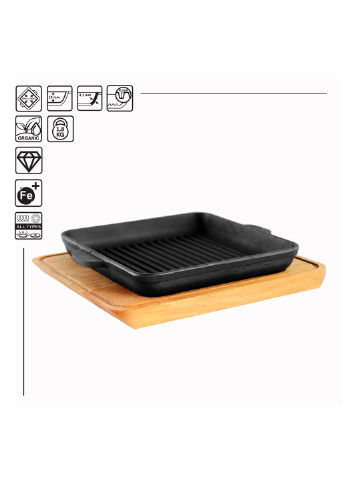 Сковорода чавунна квадратна гриль з підставкою 180 х 180 х 25 мм Brizoll (255190779)