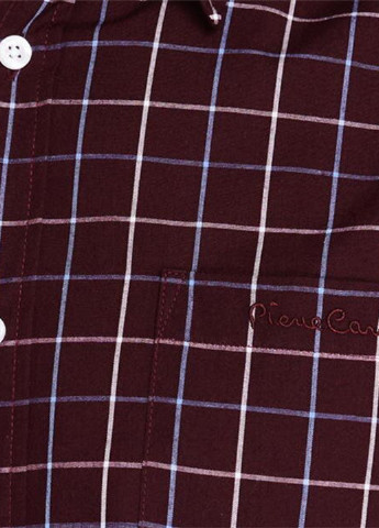 Бордовая кэжуал рубашка в клетку Pierre Cardin