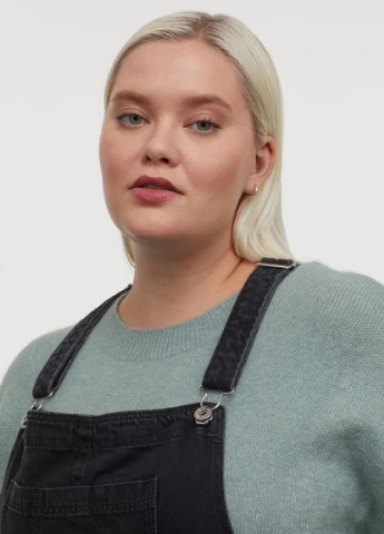 Джинсовий комбінезон H&M+ однотонний чорний джинсовий