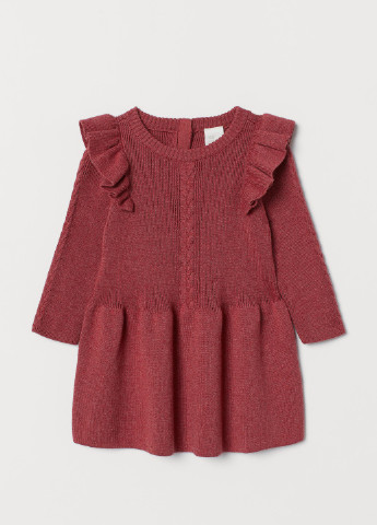 Бордовое кэжуал платье H&M меланжевое