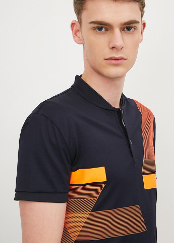 Темно-синяя футболка-поло для мужчин Jack & Jones с геометрическим узором