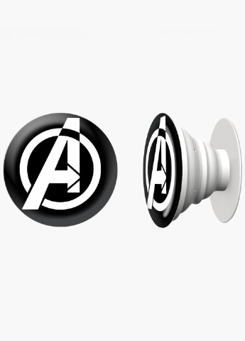 Попсокет (Popsockets) тримач для смартфону Знак Месників Марвел (Avengers Marvel Sign) (8754-1447) Чорний MobiPrint (216748379)