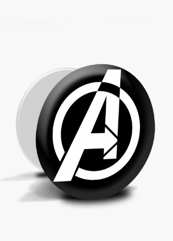 Попсокет (Popsockets) тримач для смартфону Знак Месників Марвел (Avengers Marvel Sign) (8754-1447) Чорний MobiPrint (216748379)