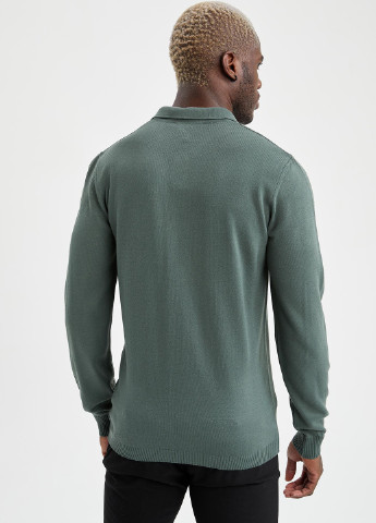 Оливковая (хаки) футболка-поло для мужчин DeFacto