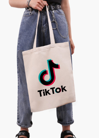 Эко сумка шоппер белая ТикТок (TikTok) (9227-1389-WT) экосумка шопер 41*35 см MobiPrint (216642042)