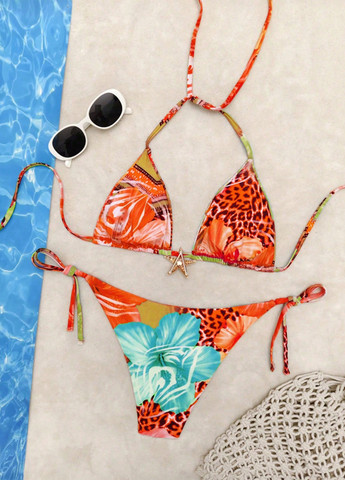 Комбинированный летний купальник (лиф, трусики) бикини, раздельный SHEIN