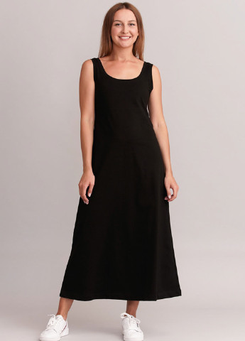 Черное кэжуал платье клеш Promin. однотонное