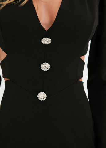 Черное коктейльное платье футляр, с открытой спиной Trendyol
