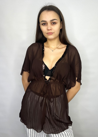 Темно-коричнева літня блуза Evita