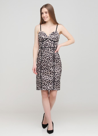 Бежева коктейльна сукня, сукня футляр H&M леопардовий