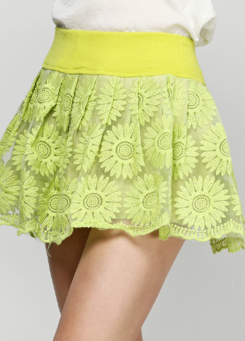 Салатовая кэжуал цветочной расцветки юбка No Brand мини