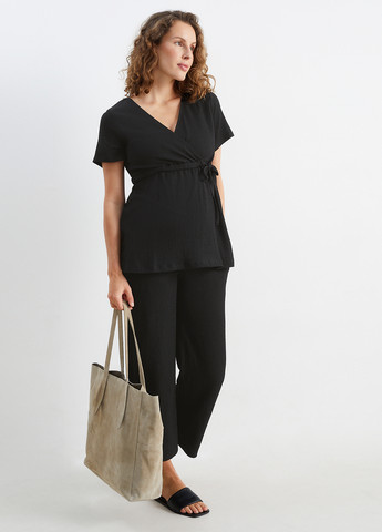 Чорна блуза для вагітних на запах C&A