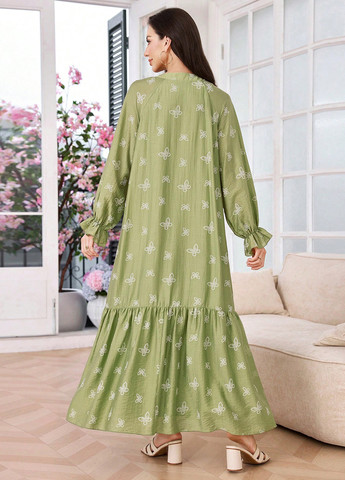 Зеленое кэжуал платье оверсайз SHEIN бабочки