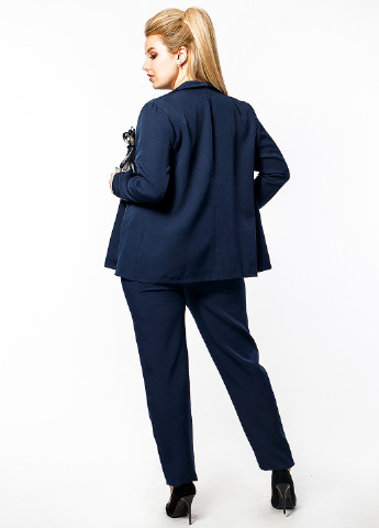 Костюм (блуза, жакет, брюки) Primyana трійка однотонний темно-синій кежуал