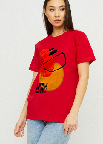 Красная демисезон футболка boyfriend / air print / YAPPI