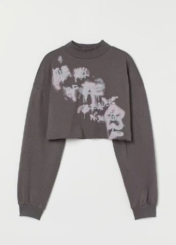 Темно-серый свитшот H&M рисунок (251864457)