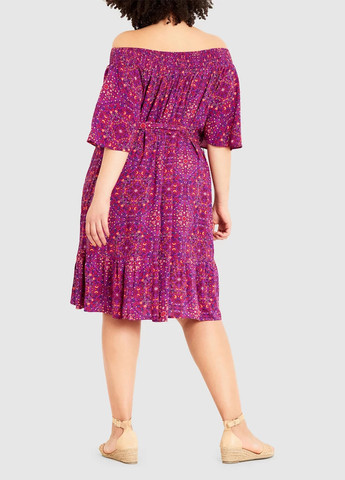 Фиолетовое кэжуал платье клеш EVANS с цветочным принтом