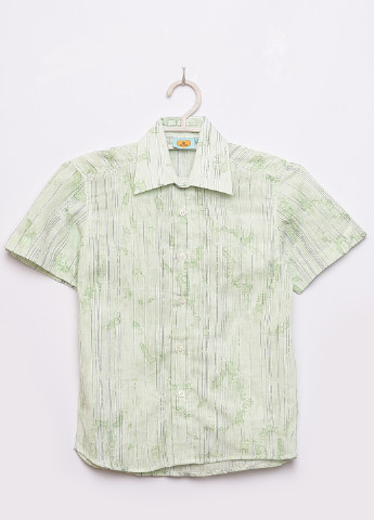 Салатовая классическая рубашка с абстрактным узором Let's Shop