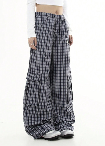 Серые кэжуал демисезонные палаццо, карго брюки SHEIN