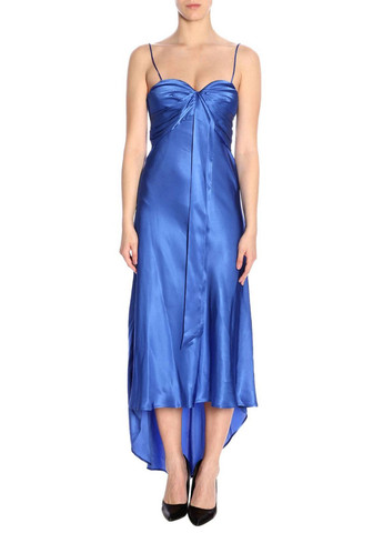 Синее коктейльное платье со шлейфом Pinko однотонное