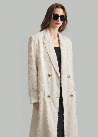 Кремовое демисезонное Пальто двубортное SHEIN