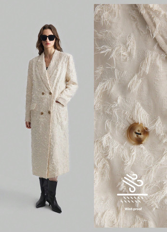 Кремовое демисезонное Пальто двубортное SHEIN