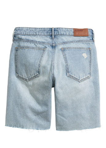 Шорты H&M однотонные светло-голубые джинсовые хлопок