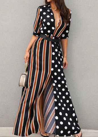 Комбинированное кэжуал платье SHEIN с геометрическим узором