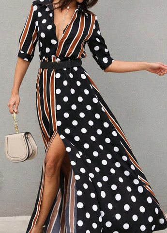 Комбинированное кэжуал платье SHEIN с геометрическим узором