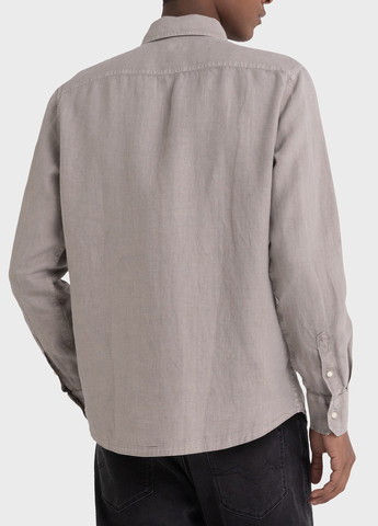 Серая кэжуал рубашка однотонная Replay