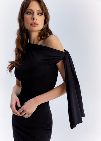 Чорна кежуал сукня на одне плече Gepur однотонна