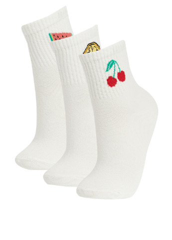Шкарпетки (3 пари) DeFacto малюнки білі повсякденні