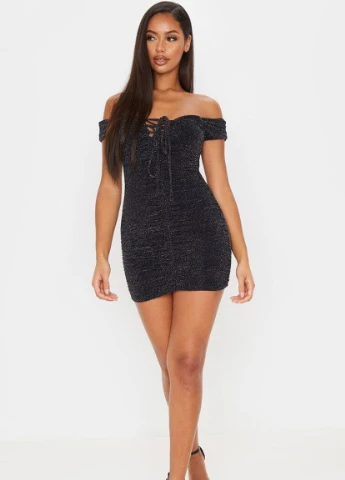 Чорна кежуал сукня PrettyLittleThing однотонна
