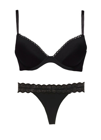 Черный демисезонный комплект (лиф, трусики) Calvin Klein