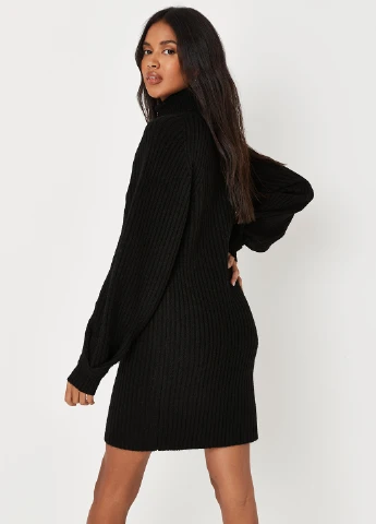 Черное кэжуал платье платье-свитер Missguided однотонное