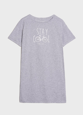 Сіра домашній футболка-сукня, сіра stay cool сукня-футболка KASTA design з написами