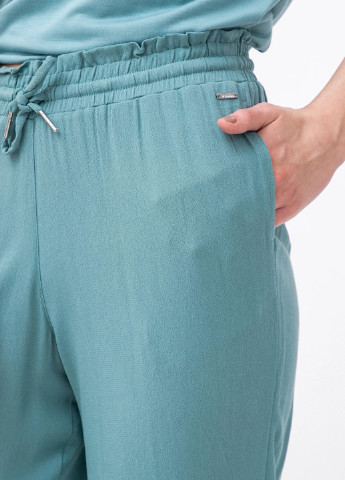 Бирюзовые кэжуал летние укороченные, зауженные брюки Tom Tailor