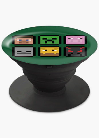 Попсокет (Popsockets) тримач для смартфону Майнкрафт (Minecraft) (8754-1173) Чорний MobiPrint (216748283)