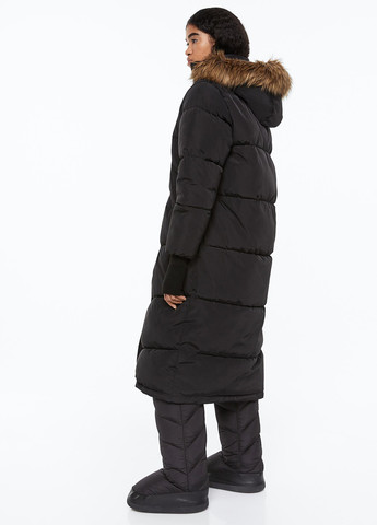Чорна зимня куртка продовжена вільного крою H&M