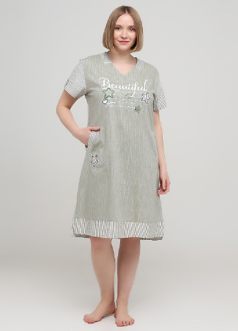 Оливковое домашнее платье а-силуэт Juliet deluxe с надписью