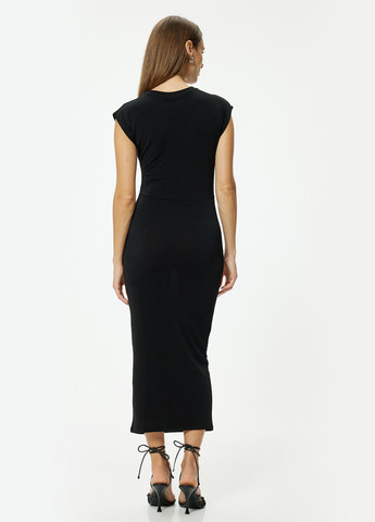 Чорна кежуал, святковий сукня сукня-футболка KOTON однотонна